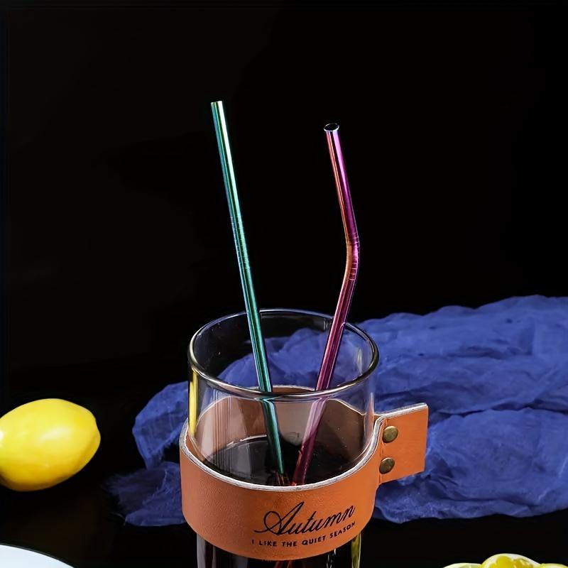 Rainbow Reusable Straw Set with Cleaning Brush, 304 Stainless Steel Straws for 20oz Tumblers, Kitchen Bar Party Accessories