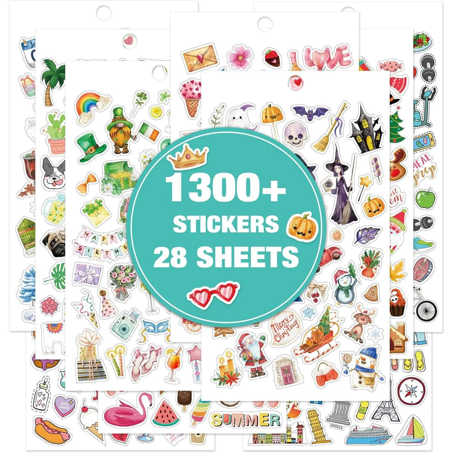 Planner Stickers 1300+ , 28 Sheets, 4.72" x 8.27" | Decorative Stickers for Journals, for Planning ,  Designs, Easy Peel, Compatible with  Planners Notebooks