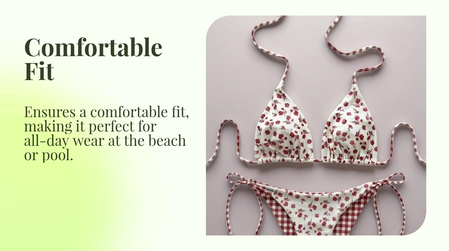 New Women's Summer Swimwear Two-Piece Set, Random Floral and Plaid Print, Triangle Halter High Stretch Bikini, Beach Vacation Swimsuit