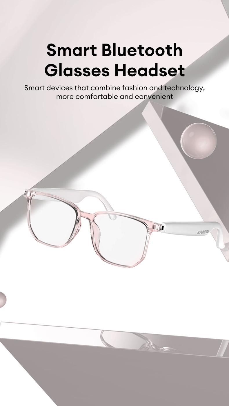 HYUNDAI C8 Pro Wearable Multifunctional Bluetooth Smart Glasses Support 169 Languages Translation, Durable Anti-Blue Light Glasses with Earbud Headset for Music & Calls, Electronic Audio Glasses for Men & Women, Bluetooth Clear Glasses