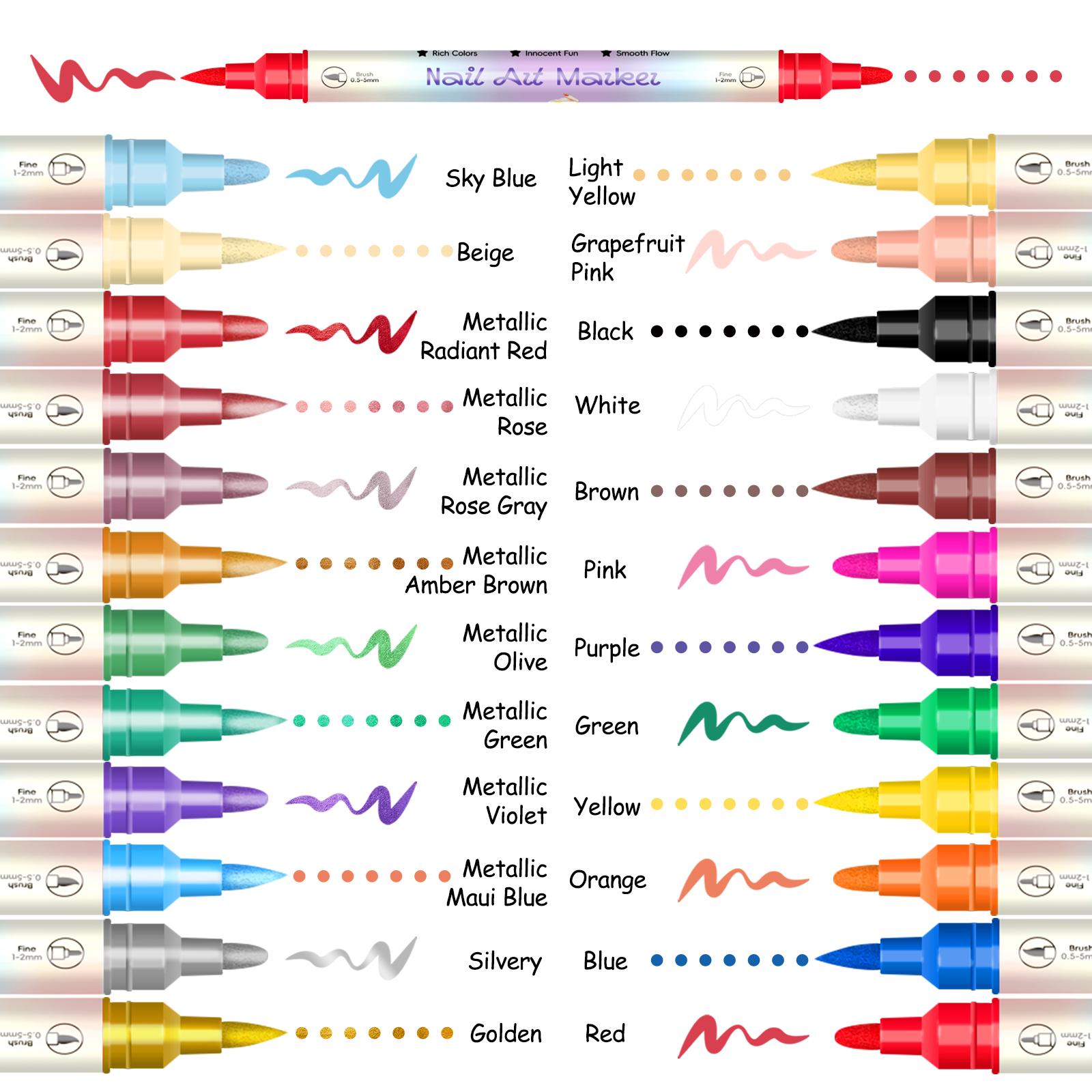 12/24 Color Nail Art Pens, 0.5 MM Precision Tip Nail Polish Pens Set Drawing Painting Point Liner Acrylic Painted Pen Beginner Manicure Kit, Waterproof and Quick-drying Nail for DIY Nails Art Design Manicure Tools, Multicolor