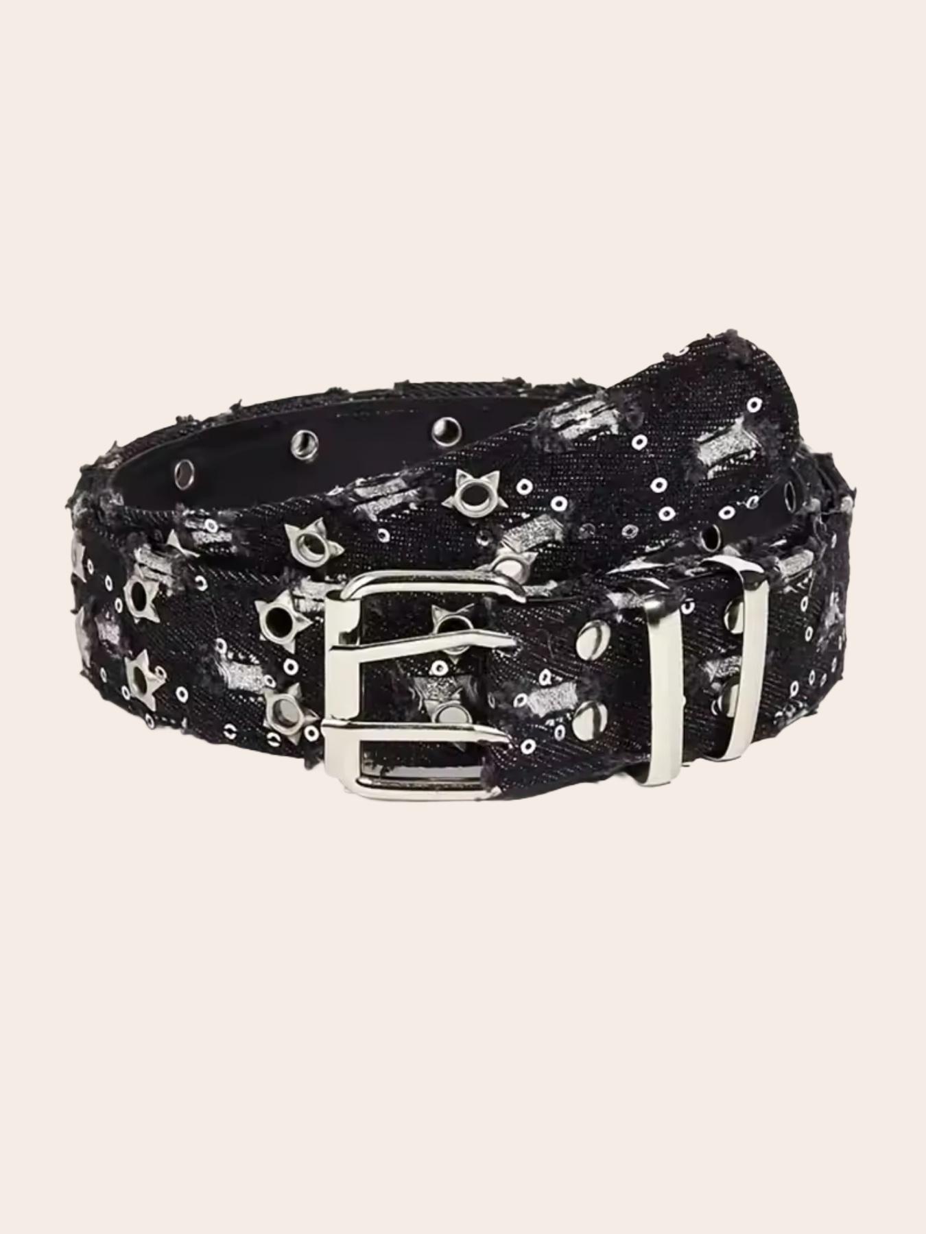 New Fashion Street Waist Belt, Blue Punk Accessory, Blue Denim Belt, Hip Hop Y2K Heart Buckle Belt, Unisex Design, Street Style Belt