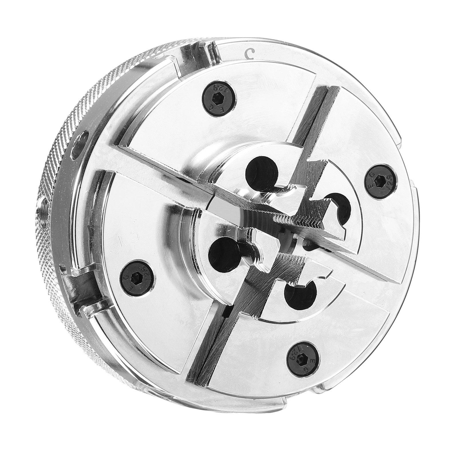 VEVOR 4 Inch Wood Lathe Chuck, 4-Jaw, Self-Centering Wood Turning Chuck Set with 1" x 8TPI Thread & Adapter, 4 PCS Round/Step/Pin Jaws, Case, Nickel-Plated, High-Hardness Steel, for Woodworking Lathe VEVOR 4 Inch Wood Lathe Chuck, 4-Jaw, Self-Centering Wood Turning Chuck Set with 1" x 8TPI Thread & Adapter, 4 PCS Round/Step/Pin Jaws, Case, Nickel-Plated, High-Hardness Steel, for Woodworking Lathe
