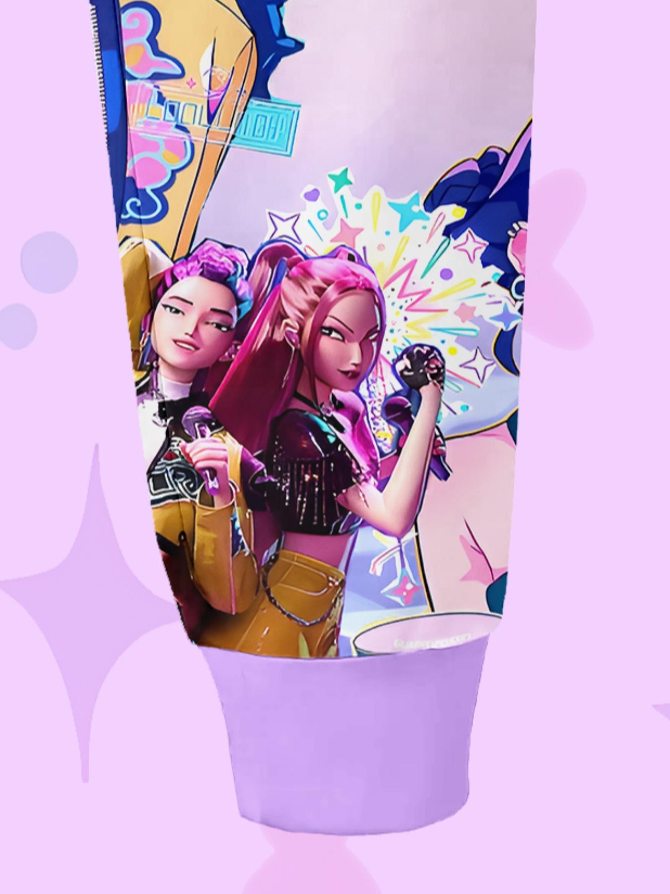 Girls Lightweight Hooded Zipper Sweatshirt, Casual Fall & Winter Wear, Fitted Random Print Design, Durable Daily Outdoor Activities, Graphic Hoodies, Aesthetic Hoodie