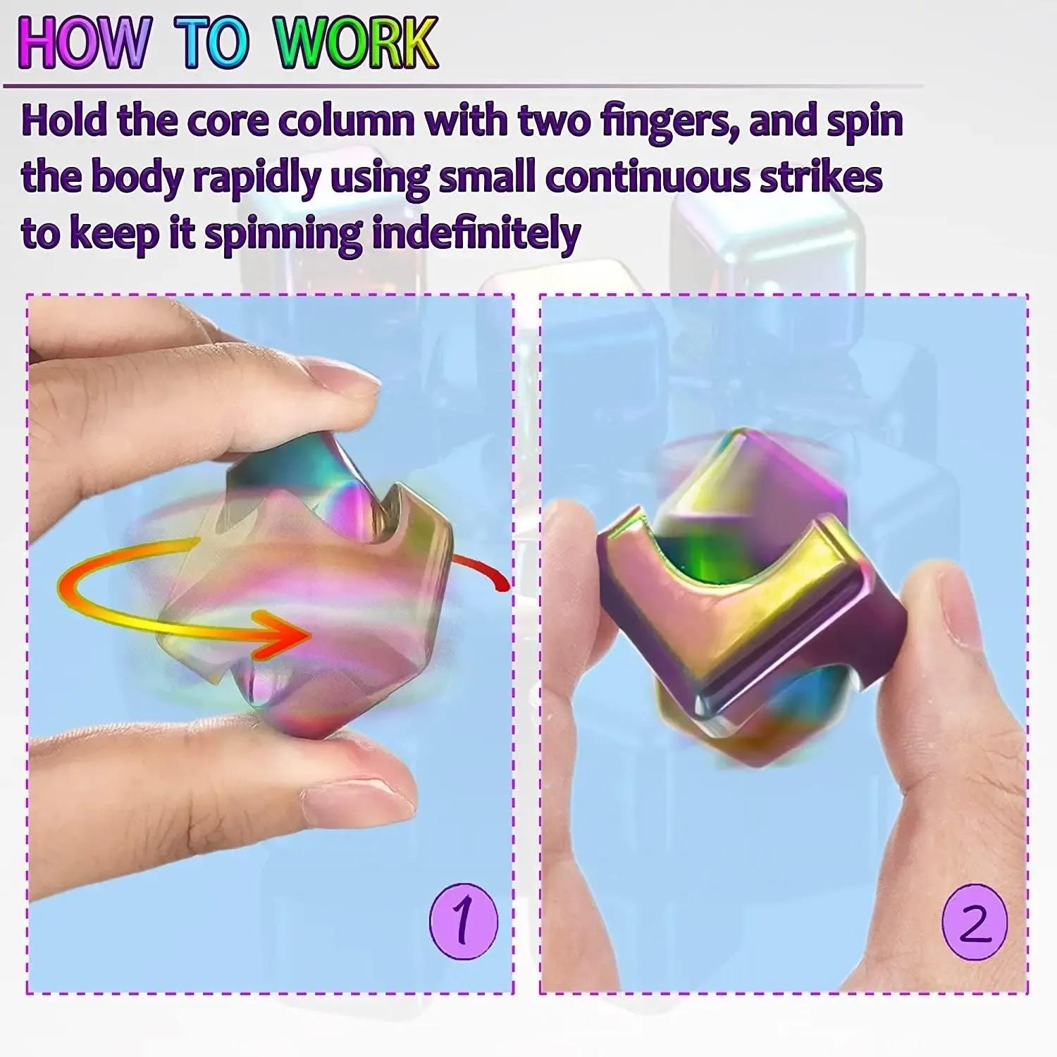 Alloy Rotating Rubik's Cube Fidget Spinner, Multi-Color Blocks Design, Smooth Spin, Stress Relief, Focus Improvement, Office Study Relaxation