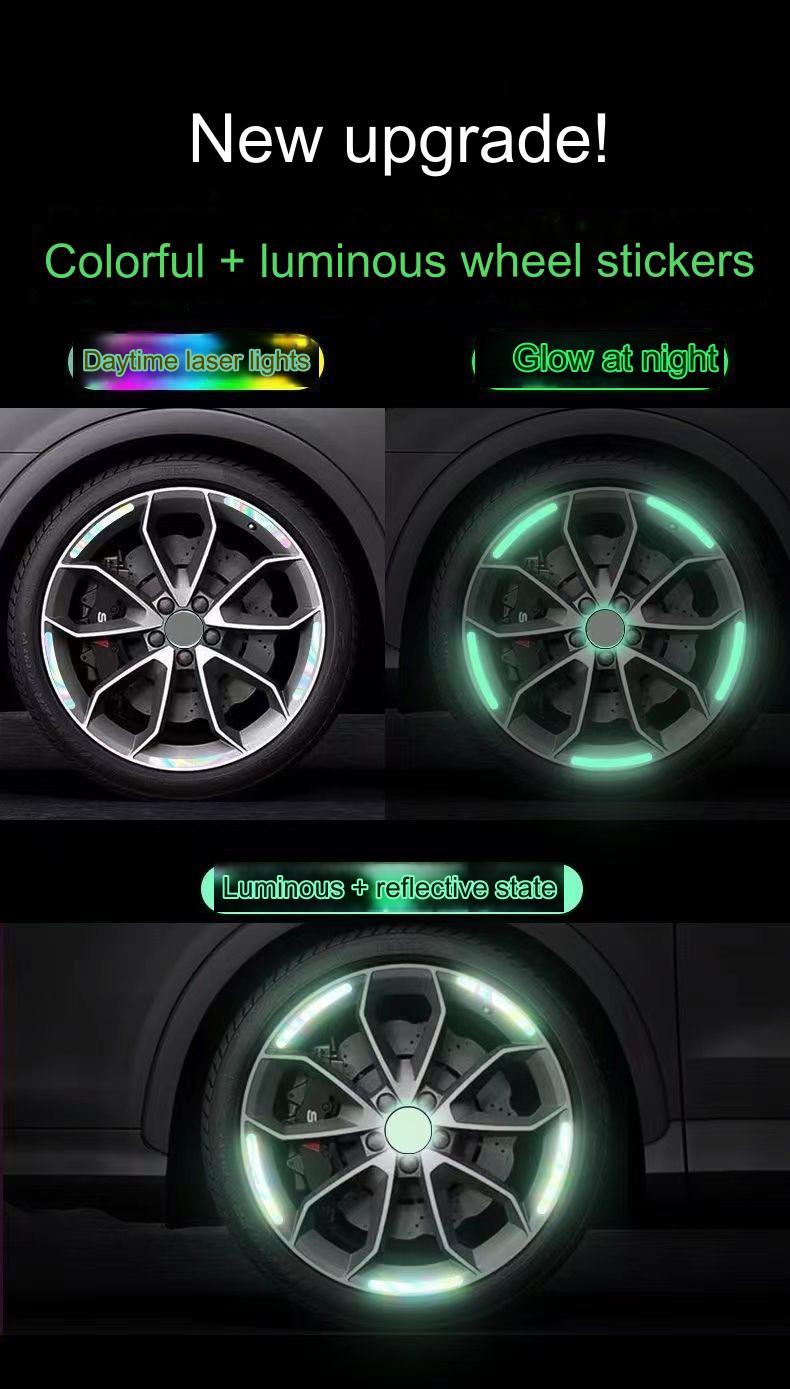 20 Count Car Wheel Hub Reflective Sticker, Reflective Wheel Rim Stripe Decal Sticker, Reflective Wheel Rim Stripe Decal Sticker, Night Reflective Safety Decoration Strip for Cars, Trucks, Motorcycle (Luminous), 20 Count Car Wheel Hub Reflective Sticker, Reflective Wheel Rim Stripe Decal Sticker, Reflective Wheel Rim Stripe Decal Sticker, Night Reflective Safety Decoration Strip for Cars, Trucks, Motorcycle (Luminous),