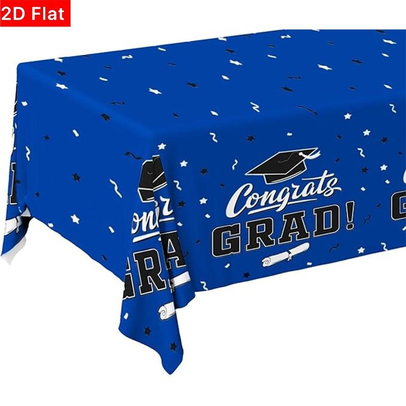 2D Flat Party Tablecloth 1pc, Graduation Decoration, Blue Tablecloth, No Power Required, Perfect for Graduation Parties