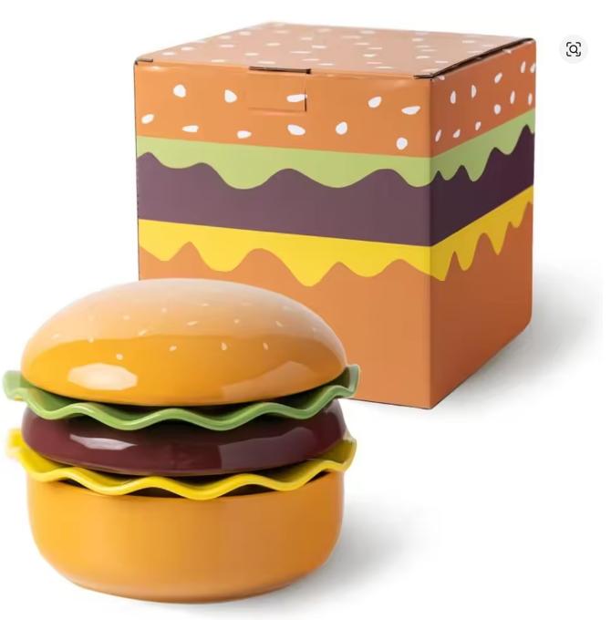 New Stackable Ceramic Burger Plate Mini Multicolor Hamburger Plate Set Easy to Clean 5-Layer Divided Plates