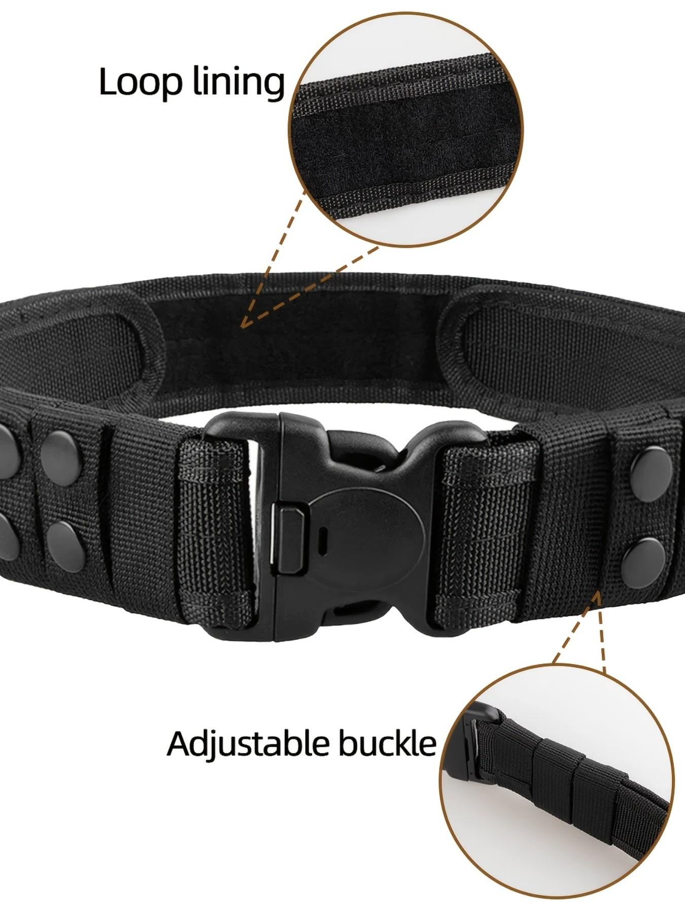 4-Piece Men's Tactical Belt Set, Durable Oxford Webbing, Quick-Release Buckle, Storage Clip, Key Ring, Water Bottle Holder, Ideal for Outdoor Hunting