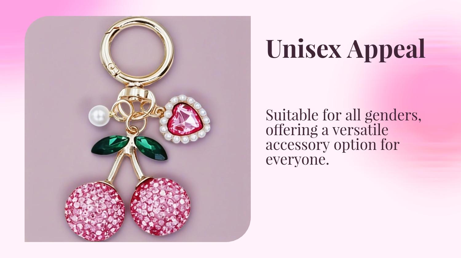 Full-Rhinestone Cherry Bag Charm Pearl-Edged Heart Spring-Clip Design Sweet & Girly Style Exquisite And Magnificent Instagram-Style Gentle Vibes For Bags, Keys, And Earphone Cases Bag Charms Accessory