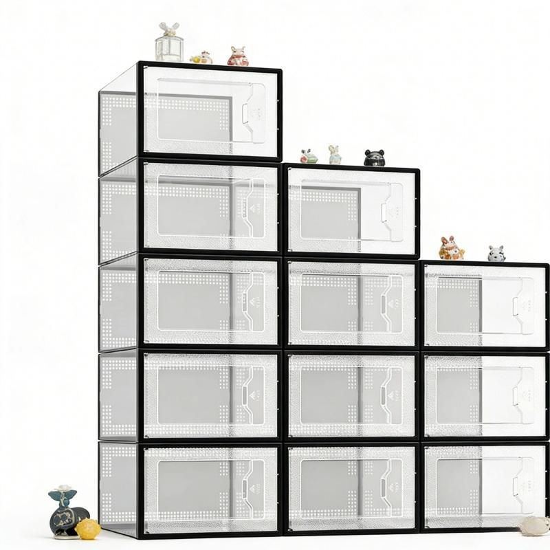 Transparent Stackable Shoe Box Set, 12-Piece Dustproof Storage Organizer, Drawer Design, Space-Saving Closet Organization Solution