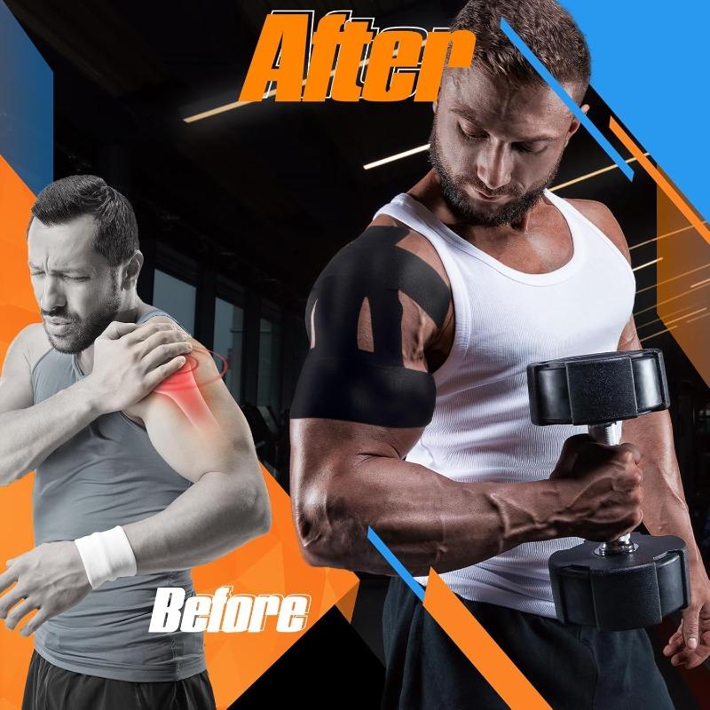 13Pcs Shoulder Neck Sports Kinesiology Tape Set, Pre Cut Tapes, Waterproof Muscle Support Sticker, Relieve Muscle Soreness Fatigue, Ideal for Badminton Basketball Running Endurance Sports