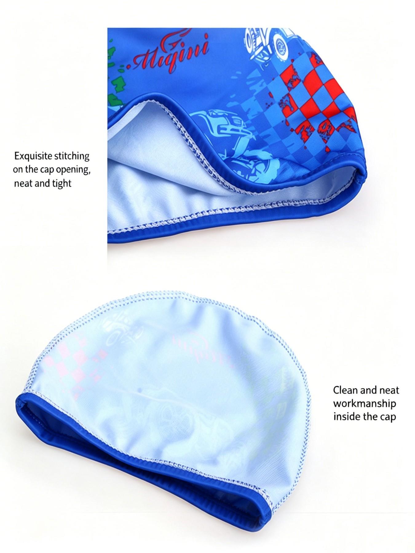 Kids Swimming Hat Digital Print High-Quality Fabric, Cartoon Design for Boys and Girls, Baby Swim Cap, Comfortable and Stylish