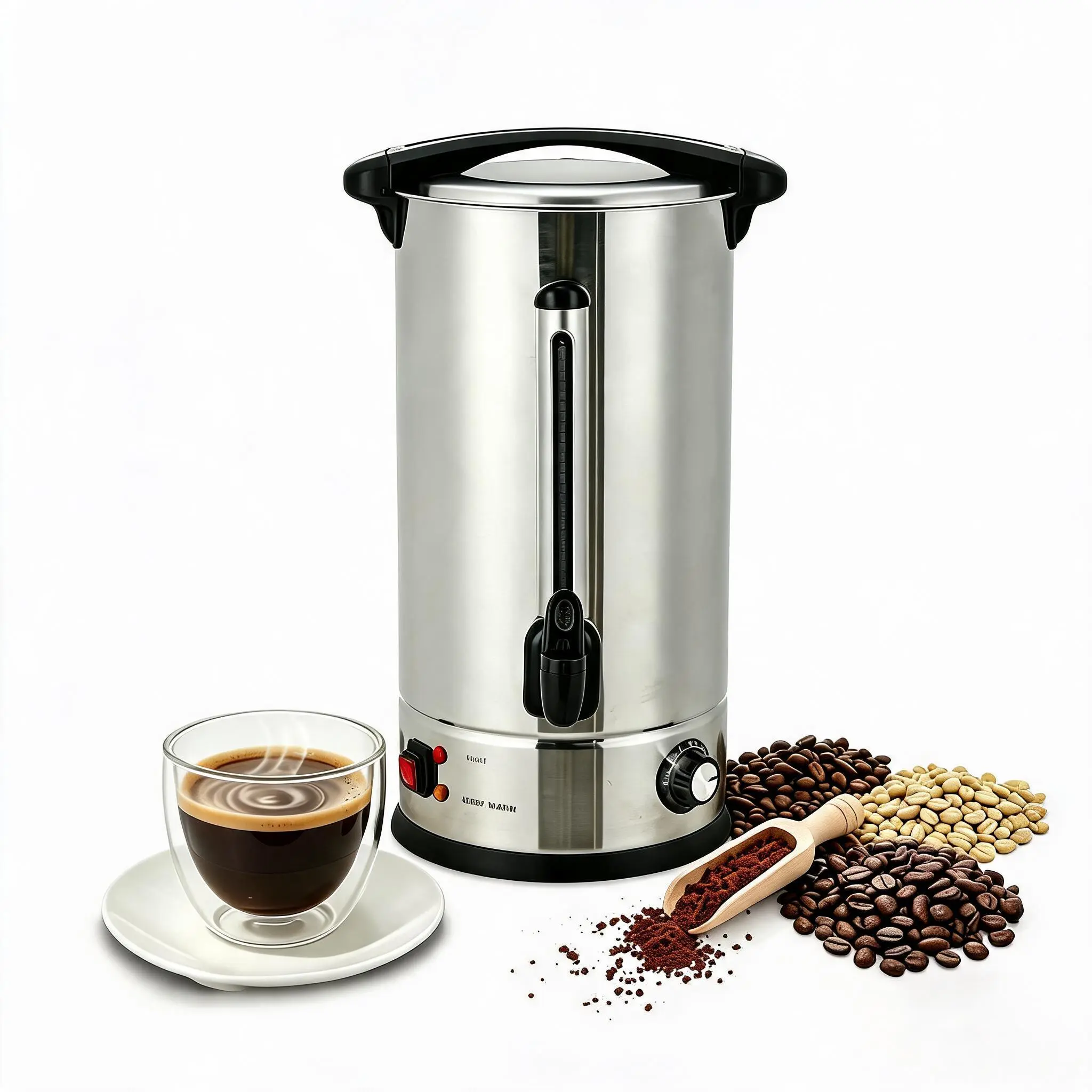 Commercial Coffee Urn Hot Water Dispenser Double-Wall Stainless Steel Quick Brew Large Percolator Pot
