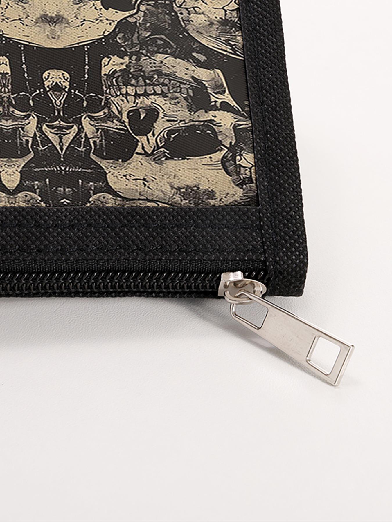 Skull Pattern Triangle Pencil Case, Portable Multi-Functional Stationery Storage Bag, Zipper Design, Unisex, All Seasons, Art Supplies