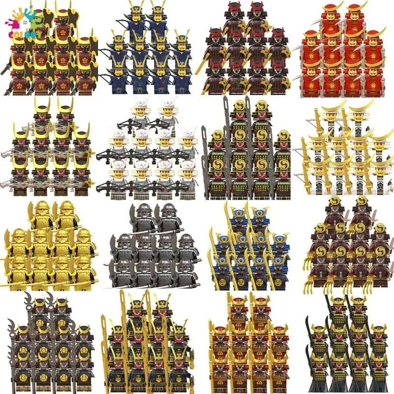 2026 New hot item   Kids Toys 10pcs Samurai Building Blocks Soldiers Mini Action Figures Helmet Armor Archery weapons Toys For Kids Christmas Gifts