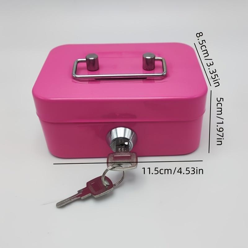 Metal Key Lock Safe Storage Box, Home Office Coin Cash Box, Receipt Deposit Organizer, Secure Money Chest
