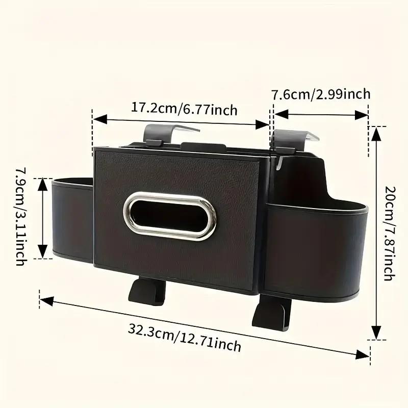 Car seat rear storage box - fashionable and practical, suitable for family adventures - cup holder, tissue box and hook - perfect for young people, road trips and travels