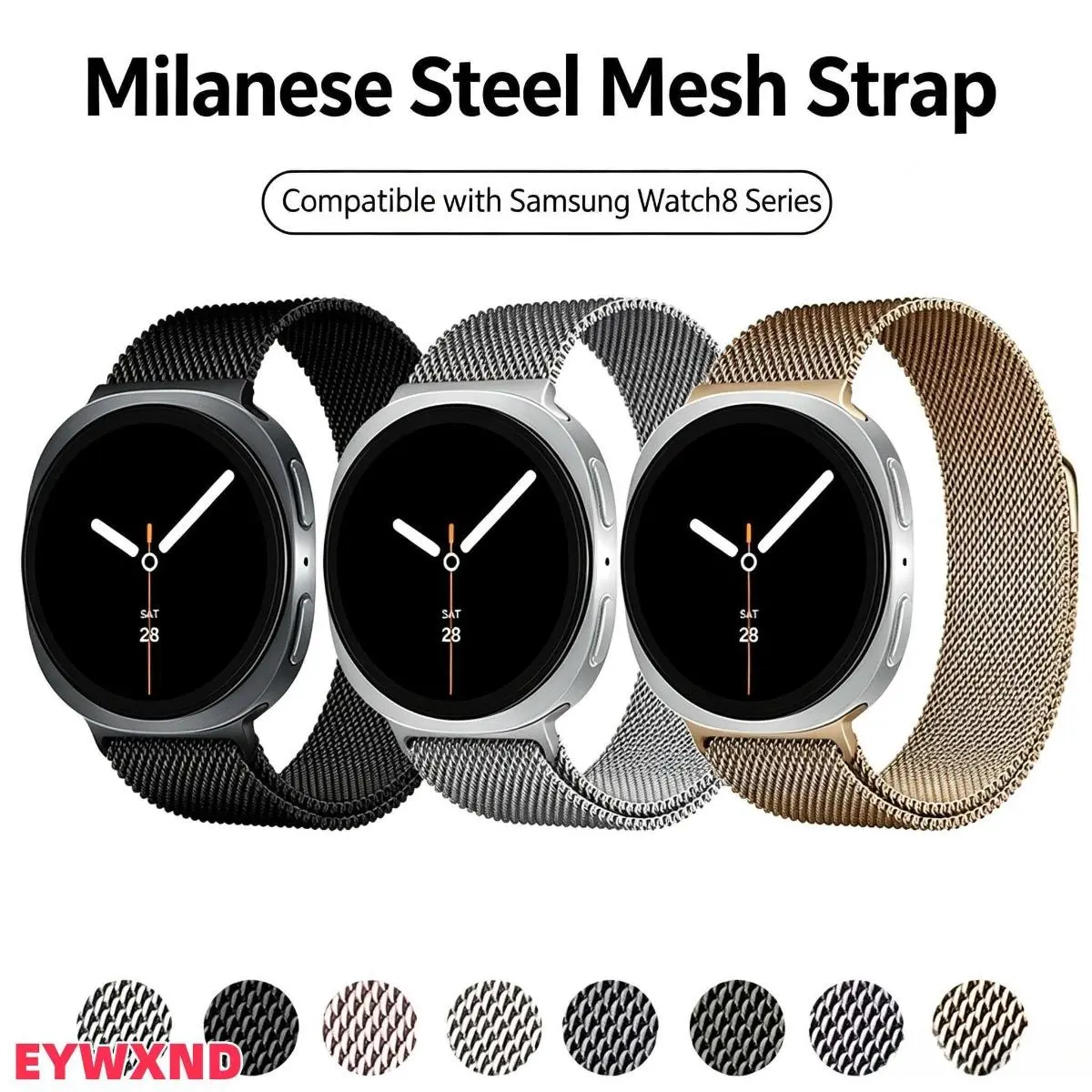 EYWXND Magnetic Milanese Metal Mesh Watch Strap - Wearable Replacement Band for Samsung Galaxy Watch 8, 9, Men's & Women's Accessories, Fine Mesh Wristband for Business & Daily Outfits