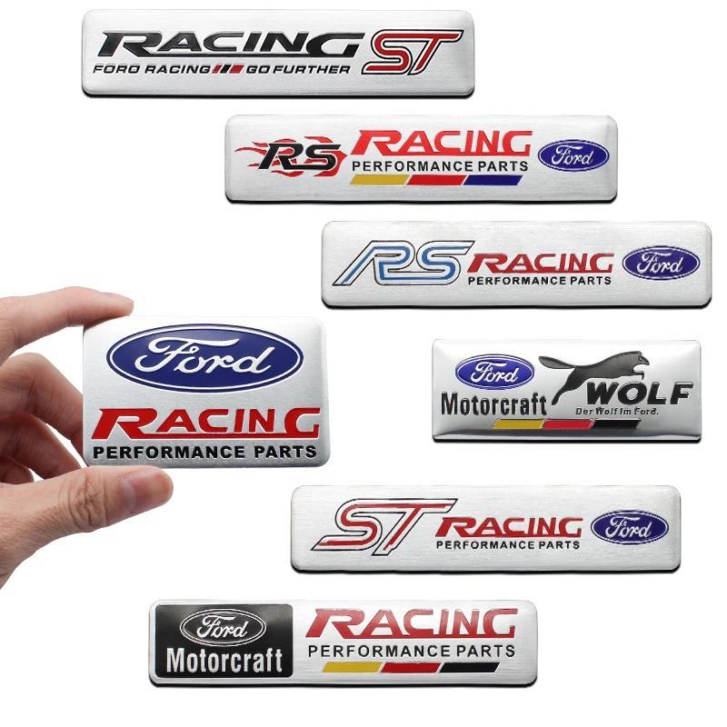 1/7Pcs 3D Aluminum Racing Car Stickers Badge Emblem Body Side Fender Rear Trunk Tail Decor Decal For Ford ST Focus 2 3 Mk3 Mk2 Mk1 Fiesta Mk7 Kuga Ranger Fusion Mondeo Mustang S-MAX Accessories Body Side Decals