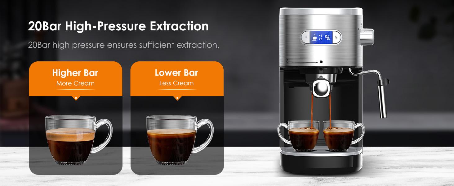 COWSAR Espresso Machine 20 Bar, Semi-Automatic Coffee Maker with Milk Frother Steam Wand, Nespresso Capsule Compatible, 45 oz Removable Water Tank for Cappuccino, Latte, Home,1350W