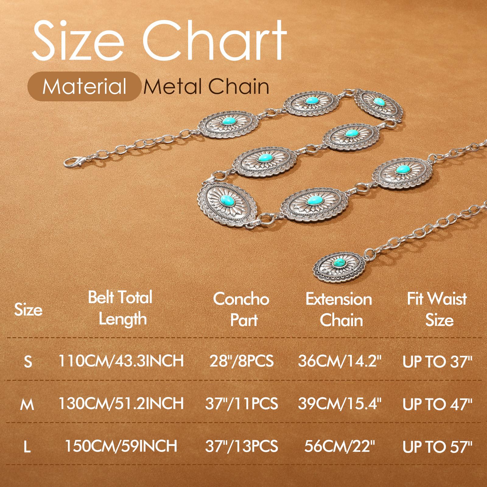 JASGOOD Western Oval Concho Belt for Women Cowgirl Metal Waist Chain for Dress Pants