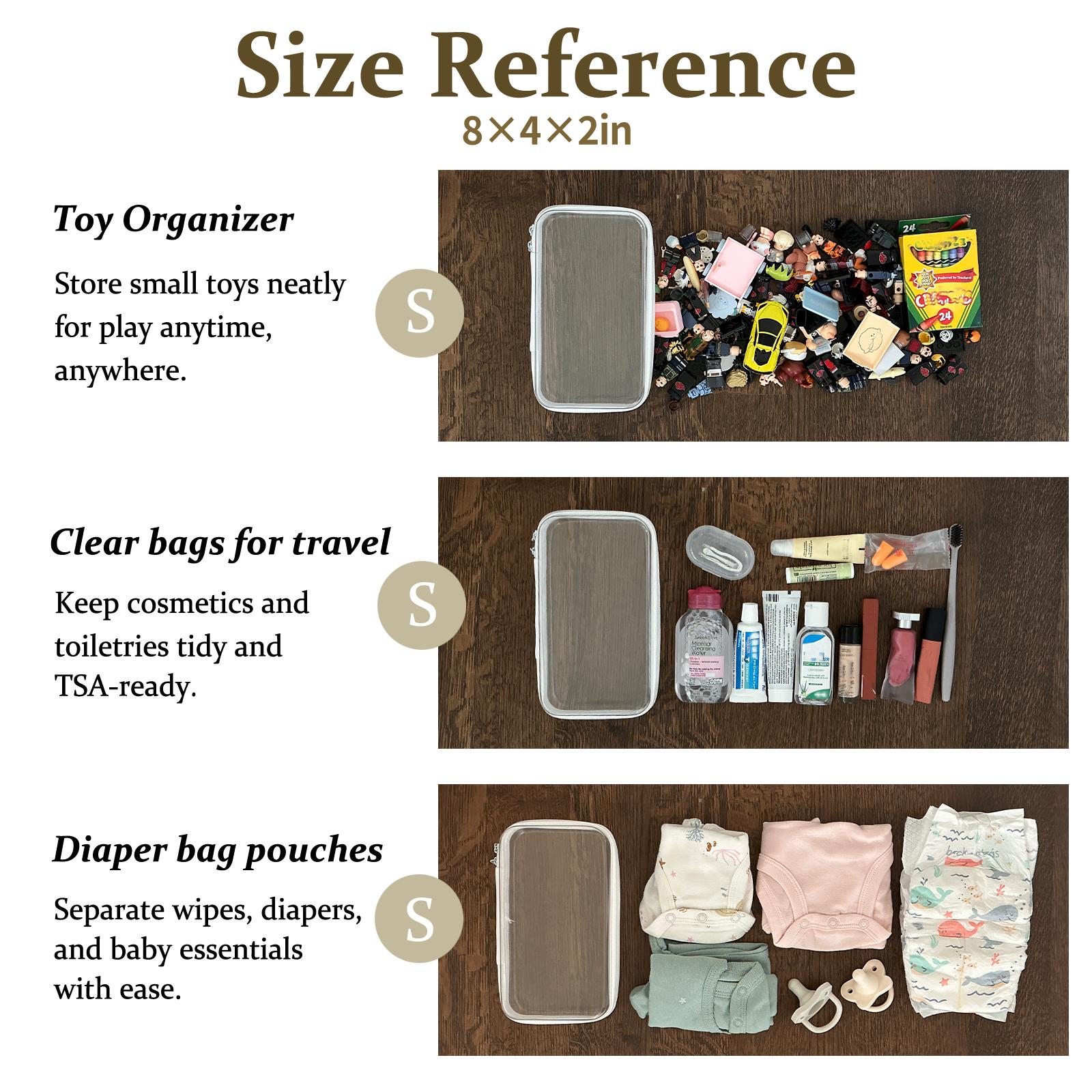 PIQOLA Clear Organizer Storage Box Clear Hard Shell Zipper Case PVC Plastic CLear Storage Containers for Tools & Small Objects Girl Stuff Summer Pool Portable Travel Organizer Set Makeup Organizer Toy Storage Bins High Transparency Diapper Bag M+3S