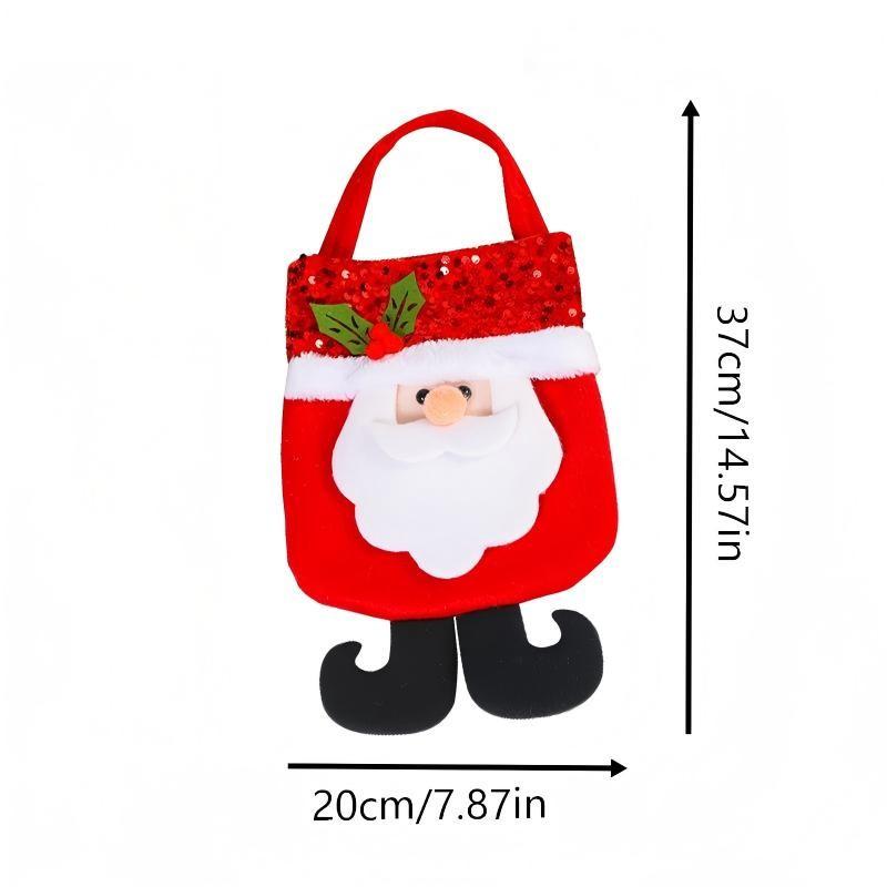 Glitter Gift Bag Christmas Santa Snowman Handbag, Candy Bag, Apple Bag, Fabric Material, Perfect for Holidays, Festive Packaging