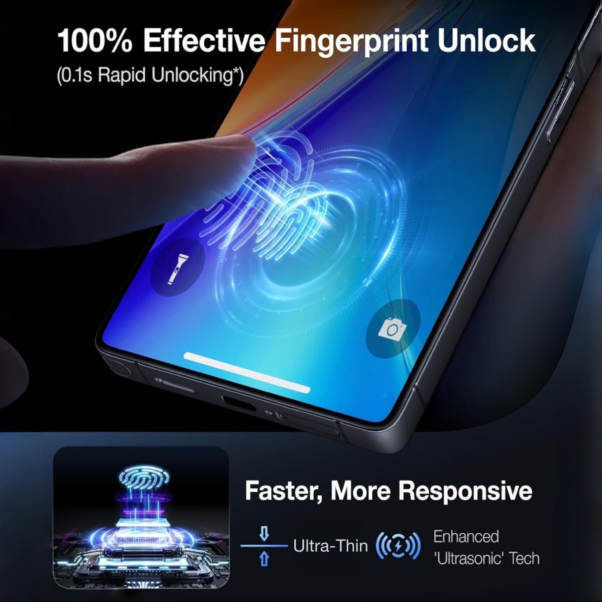 3-Pack Samsung Galaxy S26 Ultra S25 S24 Plus & Apple iPhone Screen Protectors, Ultrasound Fingerprint Unlock, Military Grade Protection