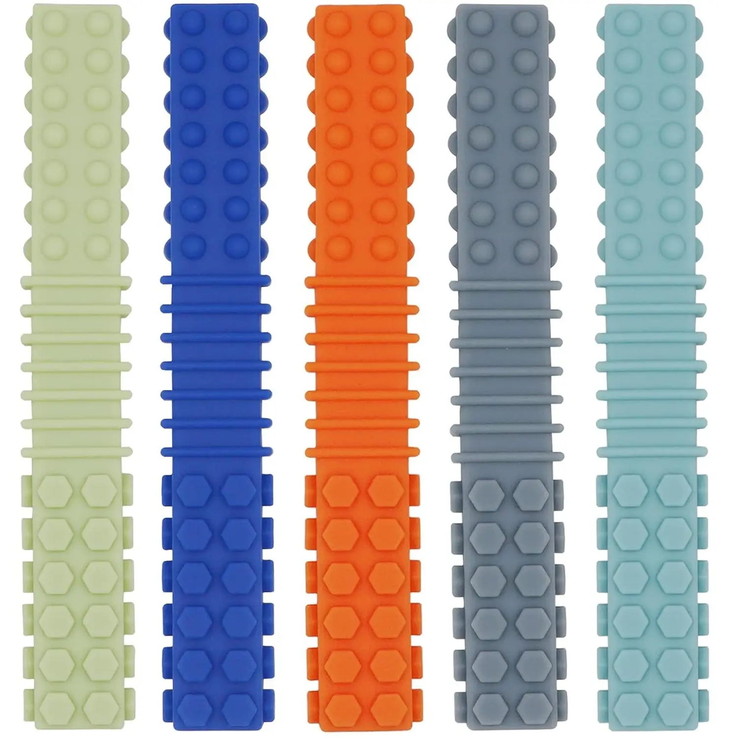 Sensory Chewy Toys for Autistic Children, 5 Pack Silicone Chew Tube Teething Sticks for Autism, ADHD, SPD, Oral Motor Chewies for Special Needs Kids (Colorful B)Gift