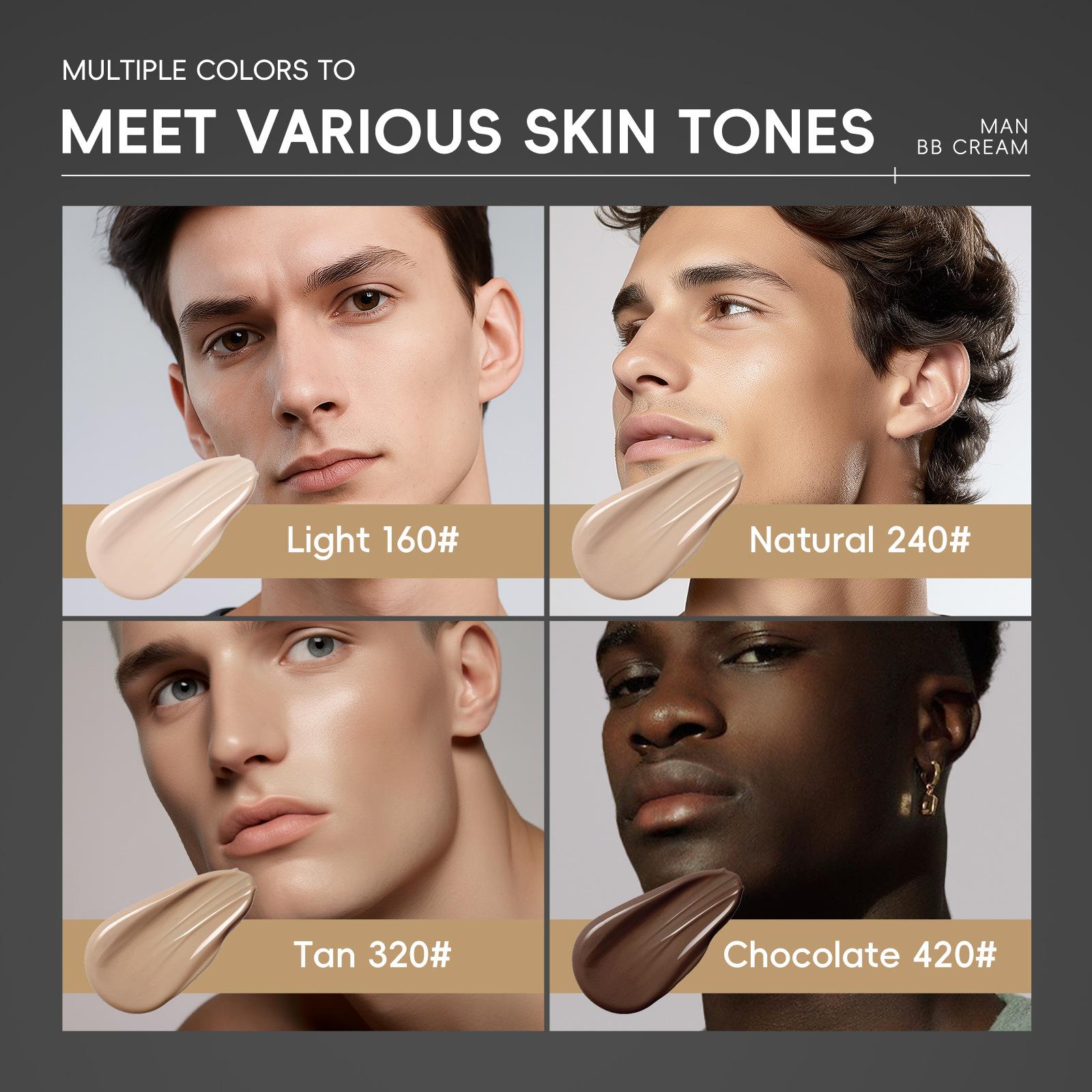 Men's Lightweight Natural Bb Cream 30g, Moisturizing Concealer, Invisible Pores, Breathable, Long-Lasting, Non-Greasy, Essential for Daily Use，Ultra-light texture feels weightless, leaving a natural, Matte Makeup Finish that never looks artificial.