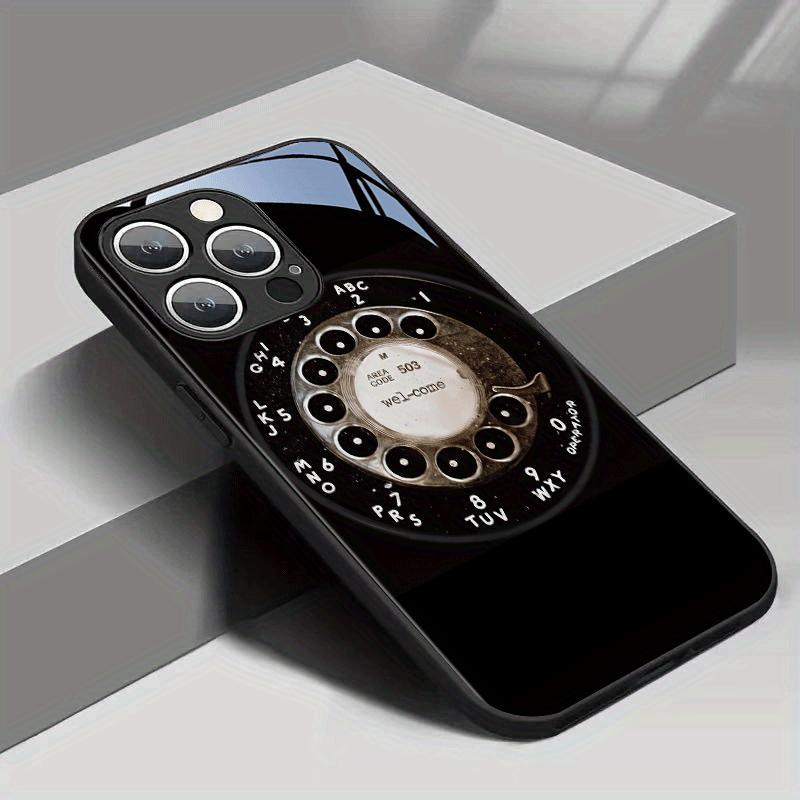 Creative retro telephone design tempered glass anti-fall phone case,for iPhone 17 Pro Max Phone Case 17 Air 16 E 15 Plus 14 13 12 11, Samsung Galaxy S22 S23 FE S24 Plus S25 ULTRA FE Plus A54 53 52 36 35 34 33 Note 20 Ultra