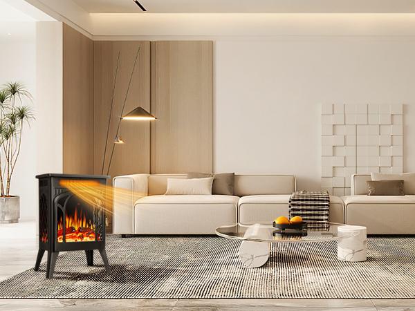 【Fall Deals For You】16 Inch Electric Fireplace, Freestanding Fireplace Stove with 3D Flame Effect, Small Electric Fireplace Heaters for Indoor Use with Remote, Temperature Adjustment, ETL Certified, Black…