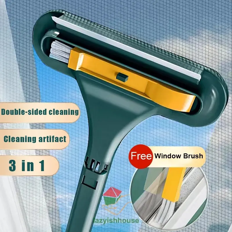 Glass Cleaning Tools Double-sided Telescopic Rod Window Cleaner Mop Squeegee Wiper Long Handle Brush Kitchen Accessories