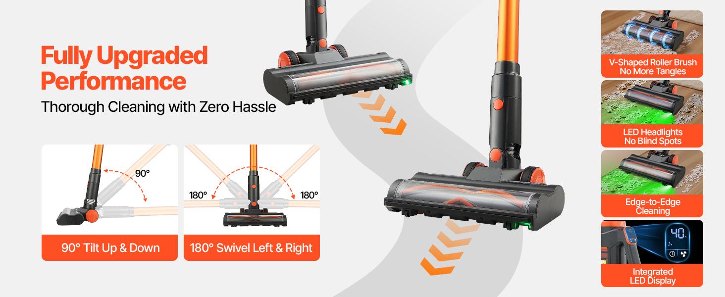【Summerfinds】VEVOR Cordless Vacuum Cleaner, 40KPA Max Suction, Rechargeable Anti-Tangle Stick Vacuum with LED Display Screen, Lightweight Handheld Vac with 47mins Runtime for Home, Carpet, Pet Hair, Hard Floor 【Summerfinds】VEVOR Cordless Vacuum Cleaner, 40KPA Max Suction, Rechargeable Anti-Tangle Stick Vacuum with LED Display Screen, Lightweight Handheld Vac with 47mins Runtime for Home, Carpet, Pet Hair, Hard Floor