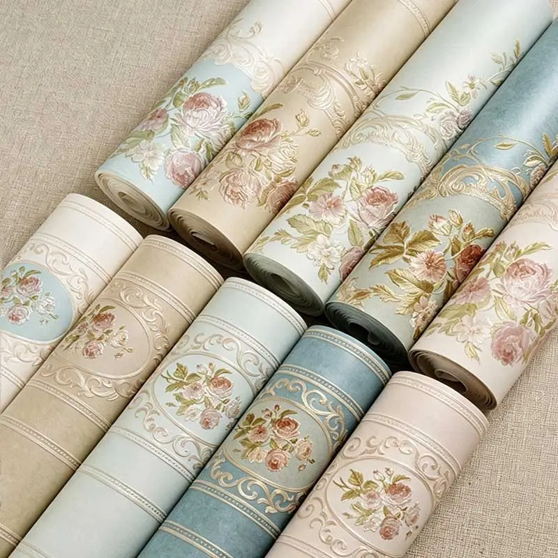Vintage Floral Self-Adhesive Wallpaper, Waterproof PVC Wall Sticker, No Glue Needed, Easy Peel and Stick, Luxury European Pattern, Bedroom Living Room Cabinet Renovation