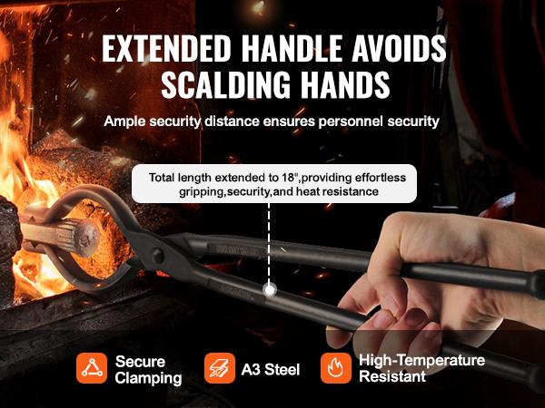 VEVOR Blacksmith Tongs, 18 V-Bit Bolt Tongs, Carbon Steel Forge Tongs with A3 Steel Rivets, for Long, Irregular, and Nail-shaped Forgings, for Beginner and Seasoned Blacksmiths and Bladesmiths