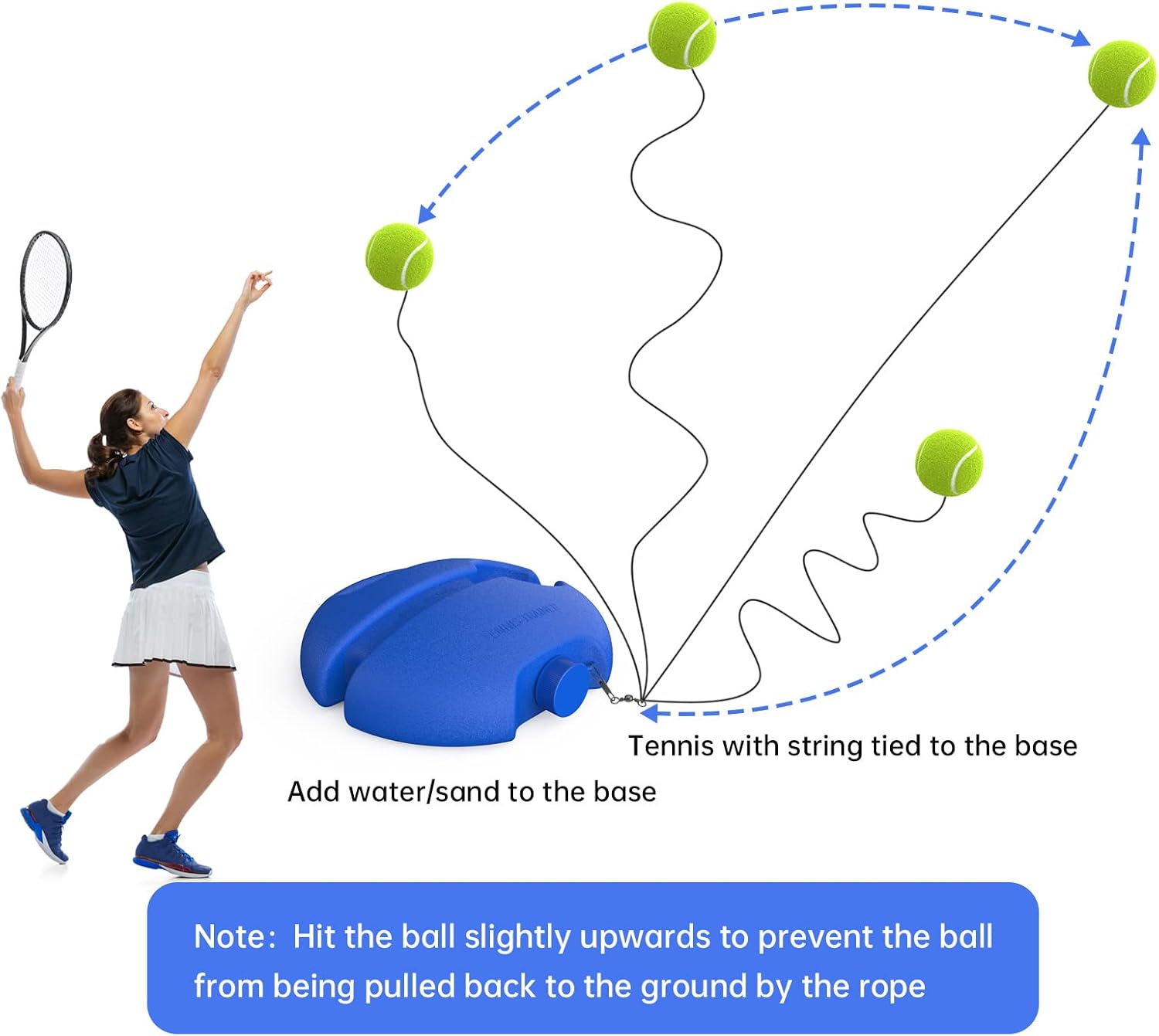 Tennis Trainer Rebound Ball, Solo Training Equipment, Portable Tennis Rebounder Kit, with String Balls, Suitable for Beginners Exercise Outdoor Grip