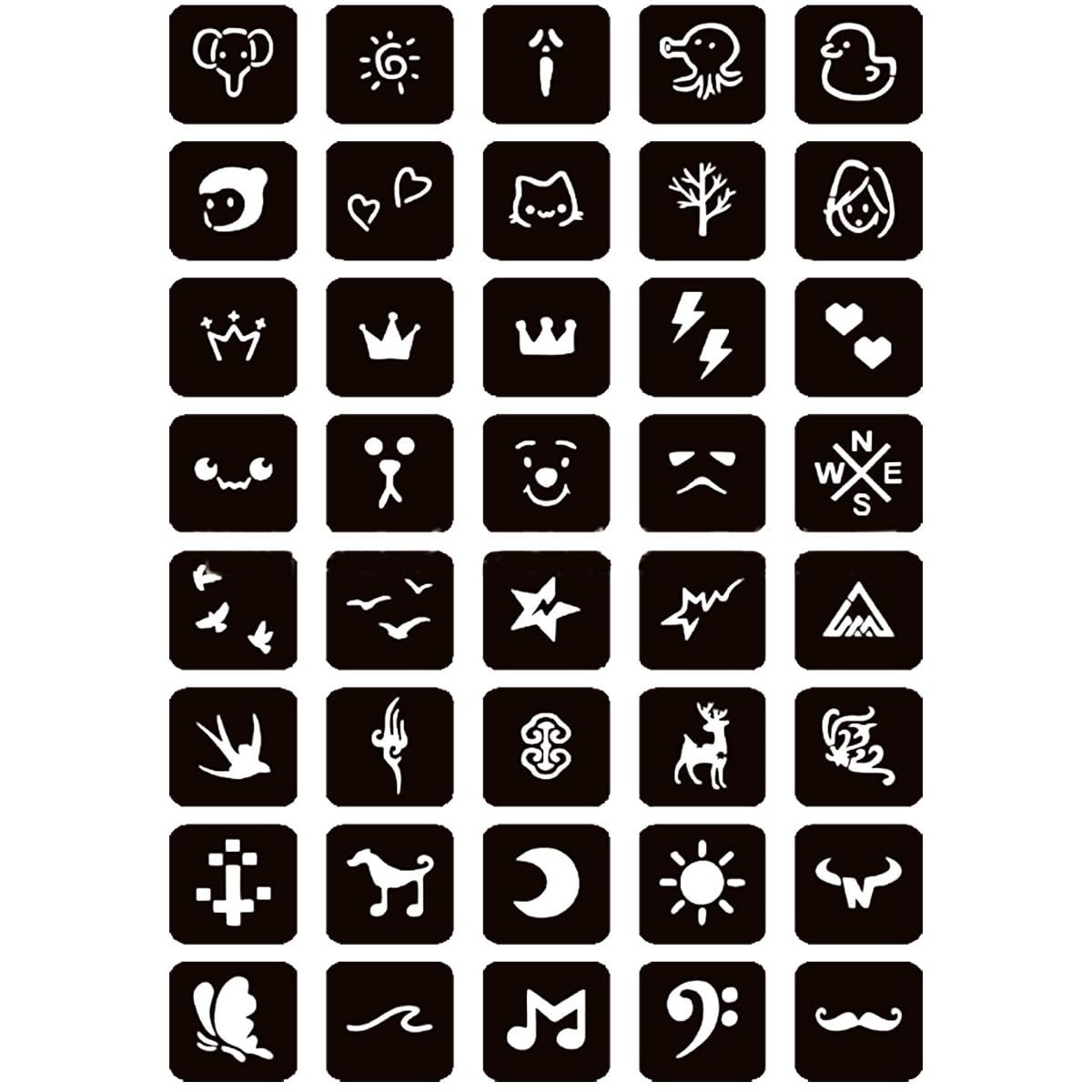 BASIC SUPPLY Temporary Tattoo Kits Henna kit 5 Inks 96 Stencils Cosmetic Grade for Women Men Kids DIY Art Painting Party Gifts