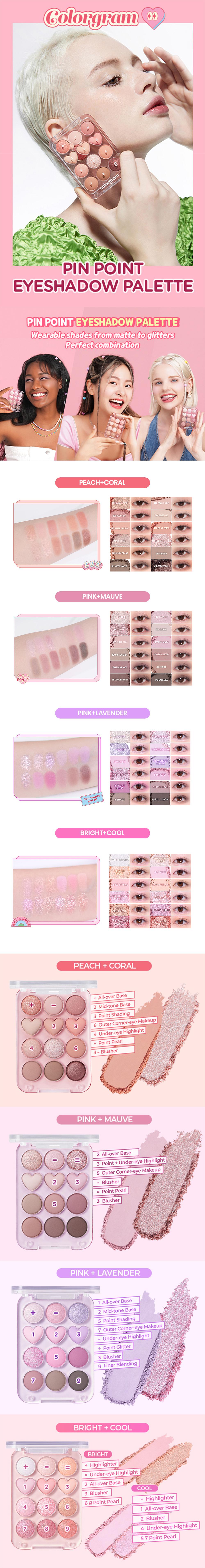 Colorgram Pin Point Eyeshadow Palette – 12 matte & glitter shades for daily k-drama inspired eye makeup