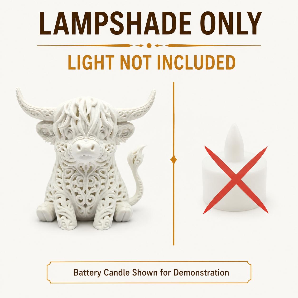 Highland Cow Lamp Shade for Halloween Decor, Cute Cow Head Light Cover with Warm Glow Effect, Rustic Farmhouse Tabletop Decoration,  Fall Home Decor (Light Not Included)