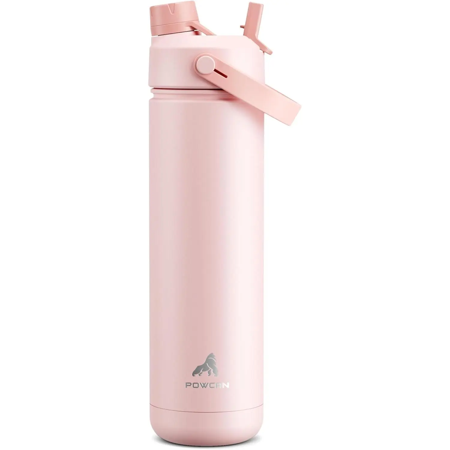 POWCAN 26oz Slim Portable Stainless Steel Tumbler, 2-in-1 Straw & Spout Leak-Proof Lid, 24H Cold Retention, Car Cup Holder-Fit for Sports & Travel (Cotton Candy)