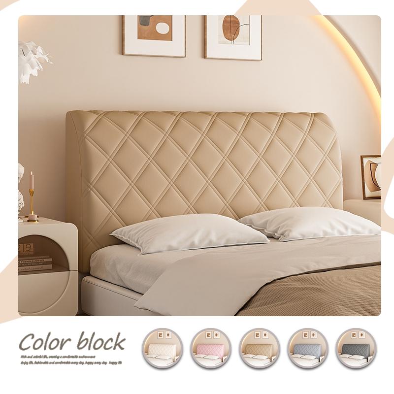 Diamond Grid Elastic Full Headboard Protector Cover, Polyester Material, Anti-Collision Dustproof, All Sizes, Soft Comfortable, Washable