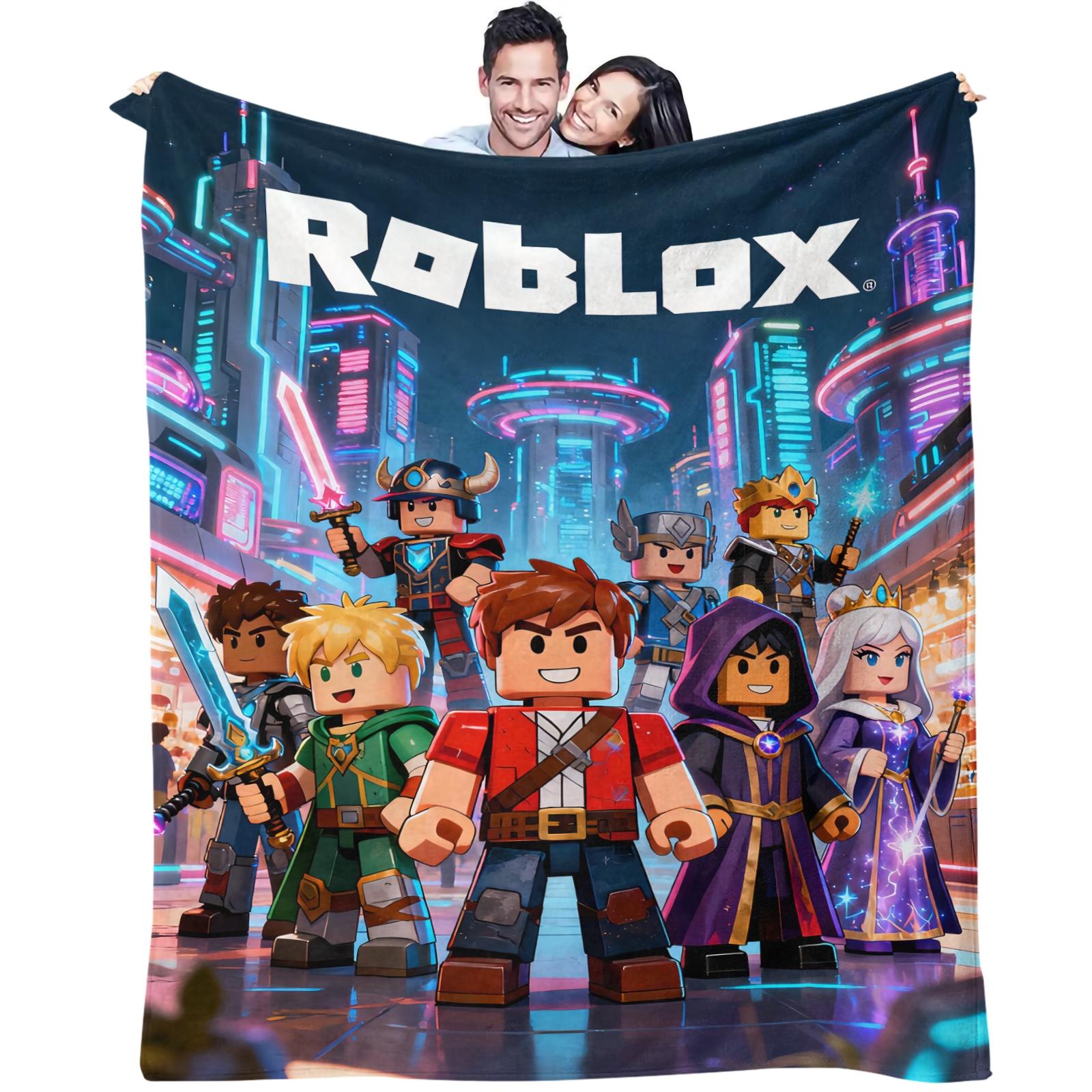 Roblox Printed Pattern Blanket, Suitable For All Seasons, Suitable For Beds, Sofas, Cars, Room Decorations, And Gifts, Suitable As a Gift For Children And Teenagers, a Single-Sided Printed Blanket