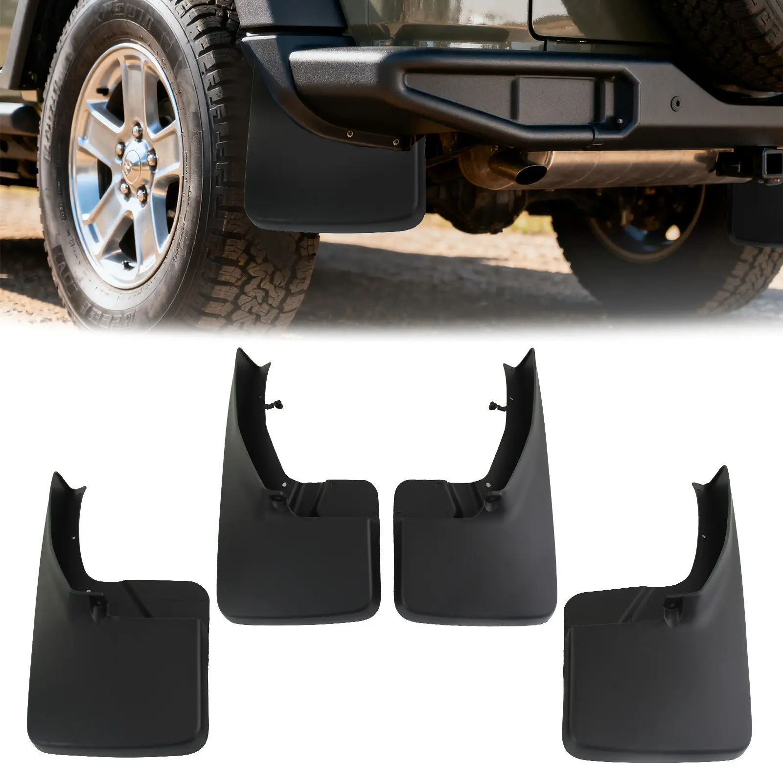 4-Piece ABS Plastic Mud Flaps Set, Automotive Car Exterior Debris Guards with Protection for 2009-2018 Dodge Ram 1500 2500 3500 Trucks, Including Secure Mounting Clips