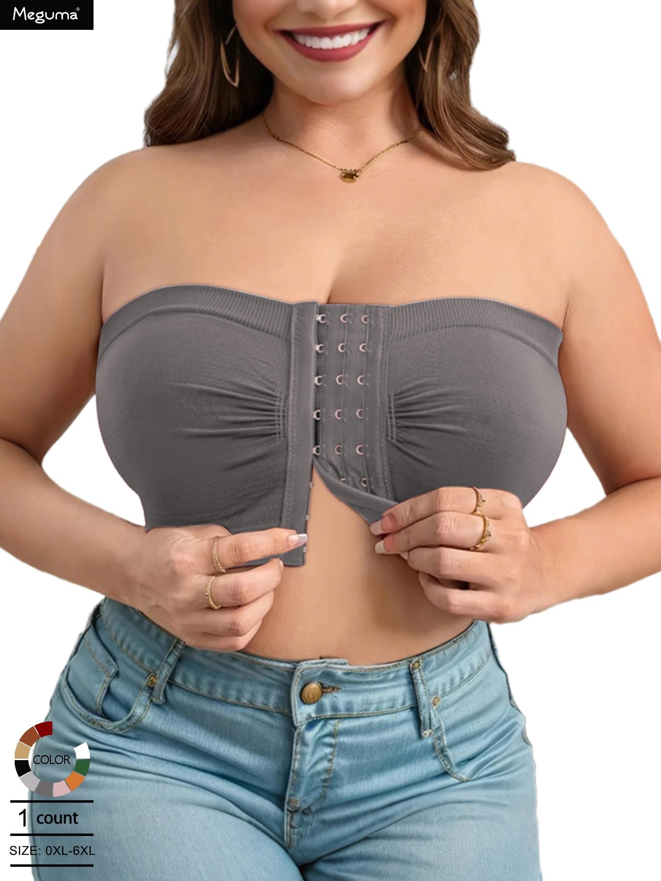 dailydrip【Plus Size】 Solid Strapless Bra, Casual Comfortable Breathable Wireless Bra Buckle for Daily Wear, Women's Plus Size Lingerie for All Seasons, Basic Bra, Underwear