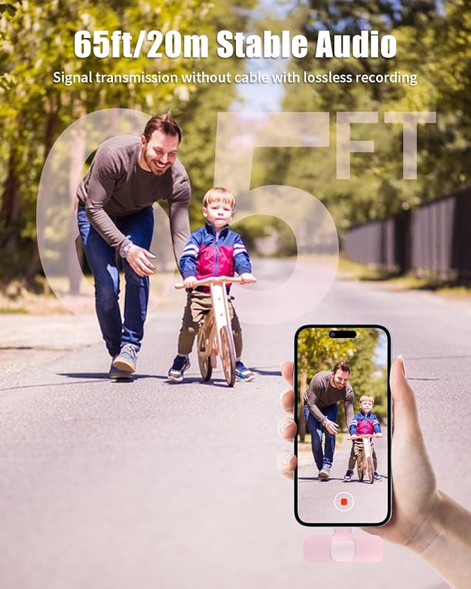 Lavalier Microphone for Android/iPhone/Computer/Laptop, Wireless Mic for iPhone15 with Noise Reduction Chip, Mini Microphone for Recording Podcast YouTube, TikTok