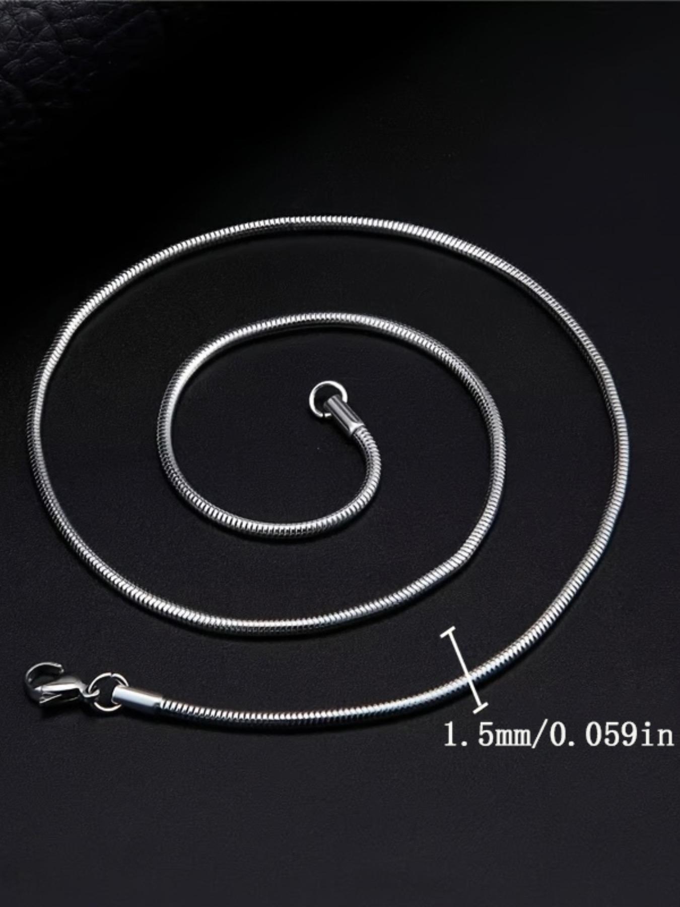 Men's Hip Hop Stainless Steel Round Snake Chain Necklace, Casual Style, All Seasons Wear, No Choking Hazard, Durable Jewelry Gift