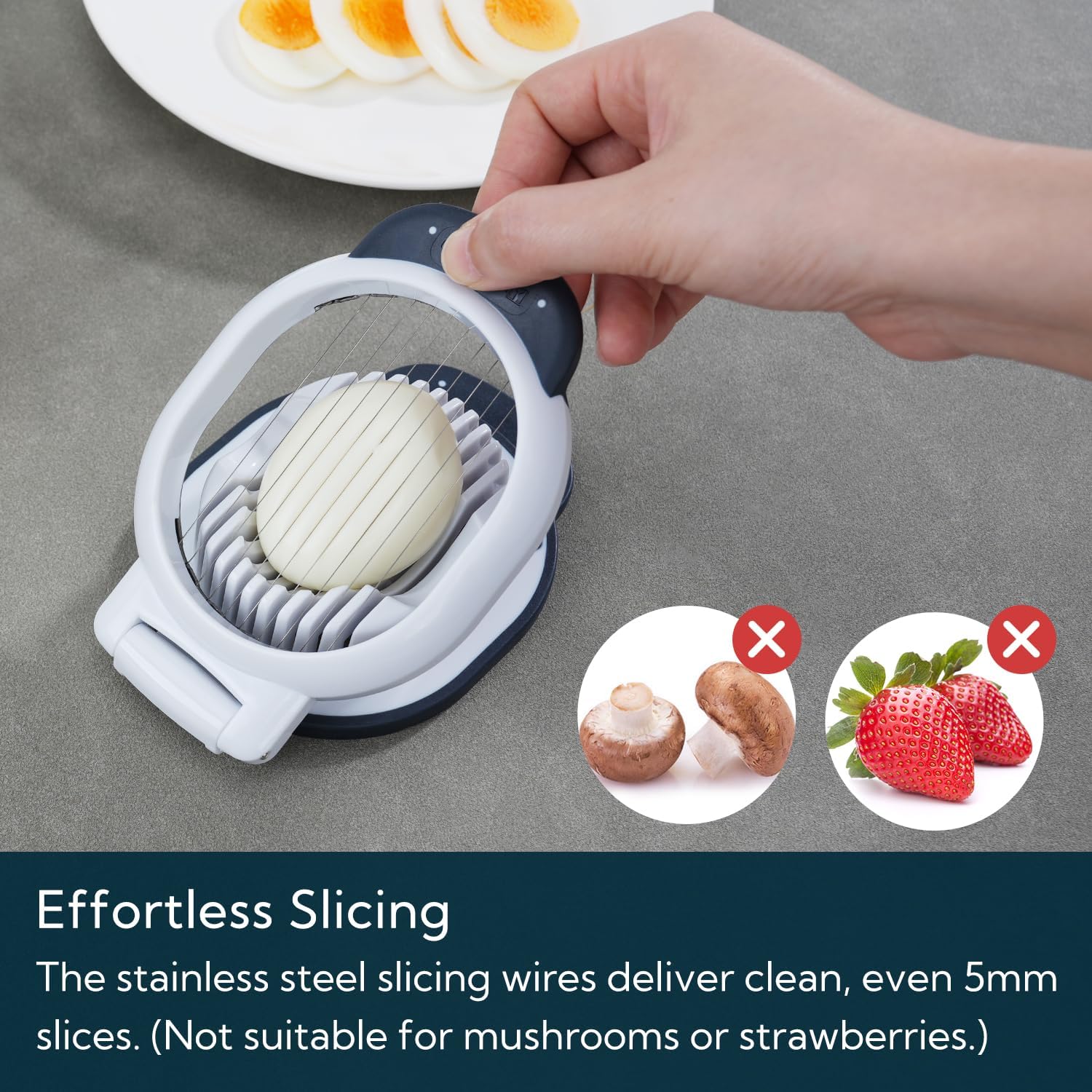 Replaceable Egg Slicer with Stainless Steel Wires, Egg  for Hard-Boiled Eggs, Dual-Direction , Heavy-Duty Egg Dicer, Non-Slip Base & Handle, Dishwasher Safe