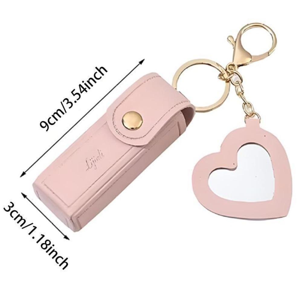 Mini Makeup Bag with Small Mirror, Portable Lipstick Case, Cute Keychain Pendant, Travel Cosmetic Pouch for Girls On-the-Go